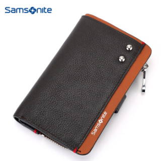 Samsonite 新秀丽 男士钥匙包多功能牛皮时尚钥匙扣钱包 TK7 咖啡色/黄棕色