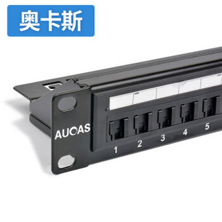 奥卡斯（AUCAS）六类千兆工程级24口配线架 机柜式RJ45镀金网络配线架 ACPP63UP24