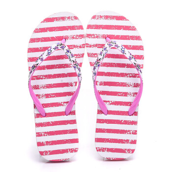 COQUi 酷趣 情侣款人字拖 简约时尚外穿休闲夹脚沙滩凉拖鞋女款 红色37 CQ3017