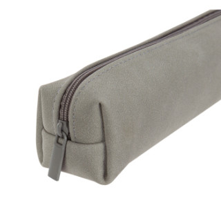 商品得力(deli)纯色仿鹿皮笔袋学生铅笔收纳袋 摩登灰66710