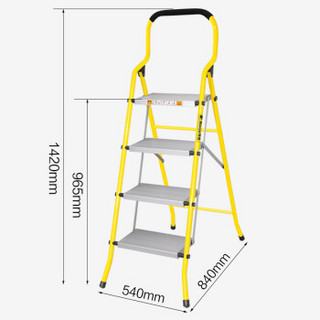 瑞居家用折叠加厚室内多功能工程梯家庭移动梯四步梯人字梯黄色SL-40