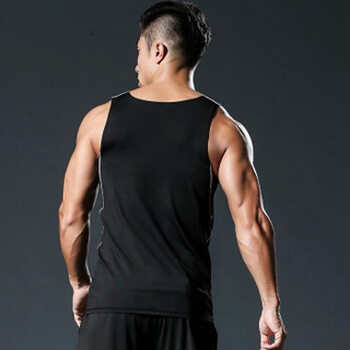 潮流假期 运动背心男健身篮球跑步训练背心紧身弹力速干纯色排汗夏季修身打底衫NZ9001-黑色-单件背心-XL