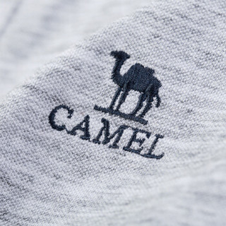 骆驼（CAMEL）男装 休闲绣标棉质上衣 微弹门筒领短袖T恤 X8B201060 花灰XXL