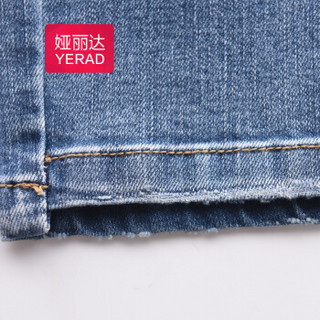 娅丽达 YERAD 女裤2018夏季新款牛仔裤女小脚裤修身显瘦九分铅笔裤F2129 兰色 29