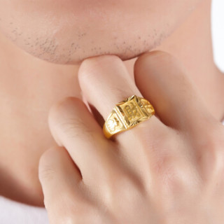 商品零兑金号 黄金戒指男款 招财进宝男士财字男戒活口可调节 约10.