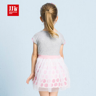 季季乐 （JJLKIDS Partner Club） 童装女童短袖连衣裙夏季儿童公主裙 GXQ73206 麻灰 100