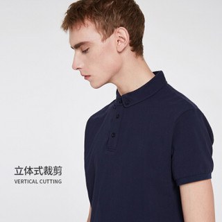 Markless POLO衫男青年纯色翻领修身短袖T恤TXA6688M藏青色180/96(XL)