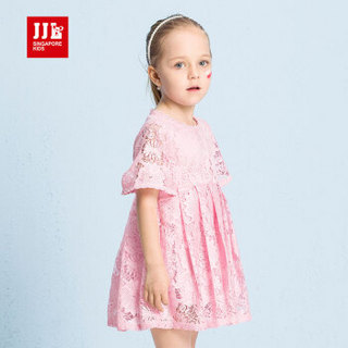 季季乐 （JJLKIDS Partner Club） 童装女童短袖连衣裙夏季儿童公主裙 粉红 130
