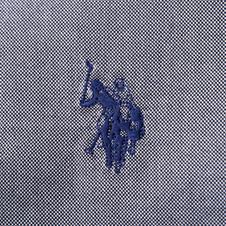 U.S. POLO ASSN. 男长袖衬衫春季款男士纯棉纯色休闲商务衬衫 ACSMC-60148 深灰色 180/96A