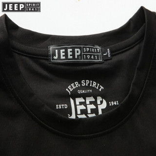 吉普男装JEEPSPIRIT 短袖T恤男 棉质半袖圆领打底简约潮流运动小衫11870804018  宝蓝 M