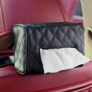 KOOLIFE 车用纸巾盒 椅背挂式 车载餐巾纸盒 创意遮阳板抽纸盒套 车内用品 黑色