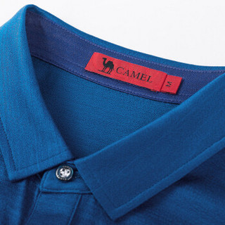 骆驼（CAMEL）男装 商务男青t恤纯色衬衫领短袖T休闲舒适潮 X8B024037 湖蓝M