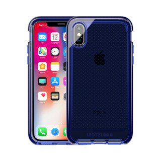 tech21苹果X/10手机壳 iPhone X/XS 通用 防摔手机壳/保护套 3米防摔 菱格纹款 5.8英寸 午夜蓝