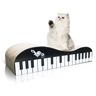 福丸 猫咪用品 英短 美短 加菲 暹罗 波斯 幼猫瓦楞纸宠物猫抓板磨爪板猫玩具 黑白波浪钢琴型