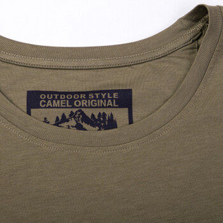 骆驼（CAMEL）男装 圆领纯色印花休闲男青短袖T恤衫 SB7265081 驼色XXL