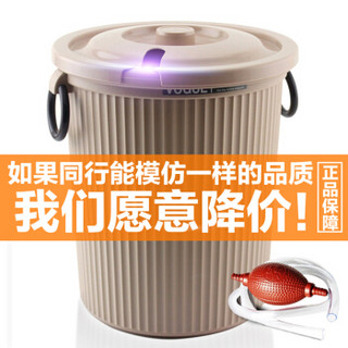 唐宗筷 带盖茶渣桶 加厚塑料茶水桶 带水管排水桶 茶叶垃圾桶 废水桶 滤茶桶 储茶桶 废茶桶 米色 小号 C6595