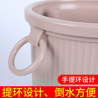 唐宗筷 带盖茶渣桶 加厚塑料茶水桶 带水管排水桶 茶叶垃圾桶 废水桶 滤茶桶 储茶桶 废茶桶 米色 小号 C6595