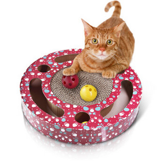 FUKUMARU 福丸 包邮 福丸宠物猫抓板（圆形镂空带小球形）磨爪猫玩具瓦楞纸猫窝