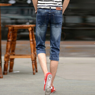 俞兆林（YUZHAOLIN）男士牛仔短裤时尚休闲直筒七分短裤B235-065蓝色33