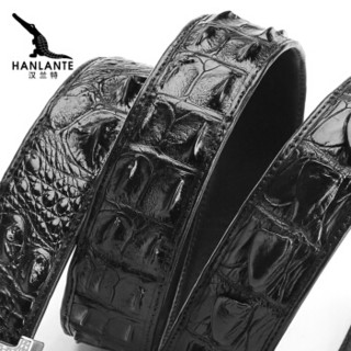 汉兰特（HANLANTE）鳄鱼皮皮带男商务休闲男士青年裤带不锈钢平滑扣腰带 HG170120