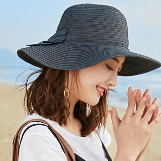 兰诗雨M0306防晒可折叠遮阳帽女大沿海边度假太阳帽 黑色