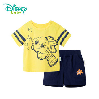 迪士尼(Disney)男童套装夏季纯棉肩开扣短袖运动装外出服182T762 黄色 4岁/身高110cm