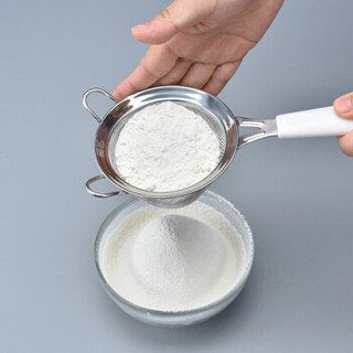 展艺 烘焙工具 白柄面粉筛 不锈钢手持硅胶糖粉筛 加厚 网筛工具 10cm