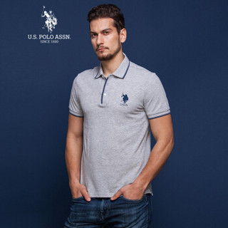 U.S. POLO ASSN. 男短袖POLO衫夏季款潮流翻领修身纯棉POLO衫 ATXMX-60115 深蓝色 165/S