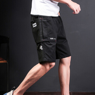 俞兆林（YUZHAOLIN）五分短裤 男士时尚简约字母五分休闲裤A301-K13黑色3XL