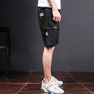 俞兆林（YUZHAOLIN）五分短裤 男士时尚简约字母五分休闲裤A301-K13黑色XL