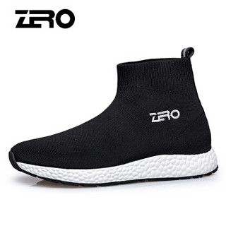 ZERO 中年男士健步飞织舒适透气老人防滑软底健康袜子靴中筒户外休闲布鞋 K82508M 黑色 40