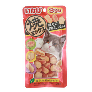 INABA 伊纳宝 妙好猫零食湿粮包 烤海鲜小鱼饼干宠物猫咪磨牙零食扇贝味、沙丁鱼味、鱿鱼味 25g*6包