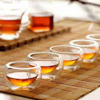 关耳窑 茶杯小茶杯功夫茶具套装家用带把透明玻璃泡茶杯子10只装单杯迷你红茶