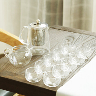 关耳窑 茶具套装透明玻璃茶具套装家用耐热功夫茶杯套装简约加厚组合泡茶器