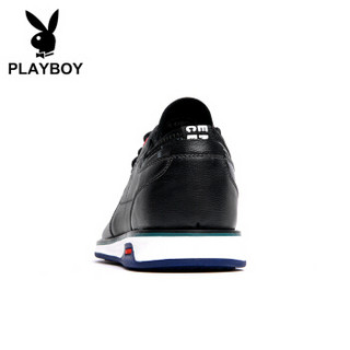 PLAYBOY 花花公子 休闲鞋 韩版时尚防滑商务百搭皮质男 DS83103 黑色 43