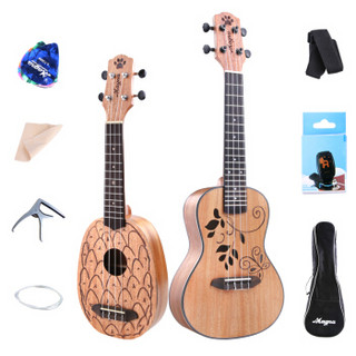 麦格纳 Magna 尤克里里ukulele初学者入门夏威夷小吉他乌克丽丽桃花芯木21寸菠萝型弹唱乐器 M6