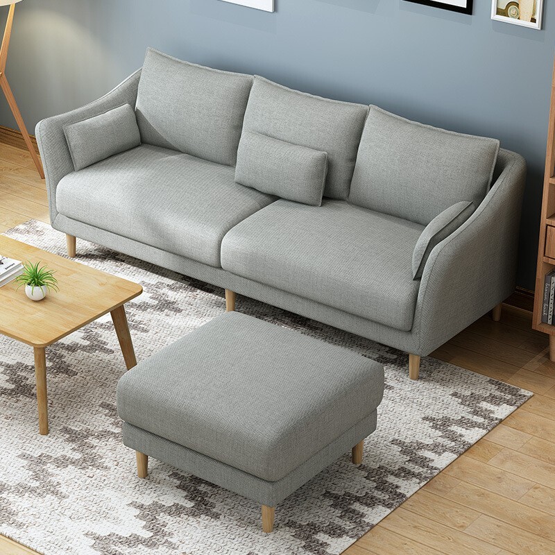 一米色彩 北欧懒人单人沙发 三人位 脚踏