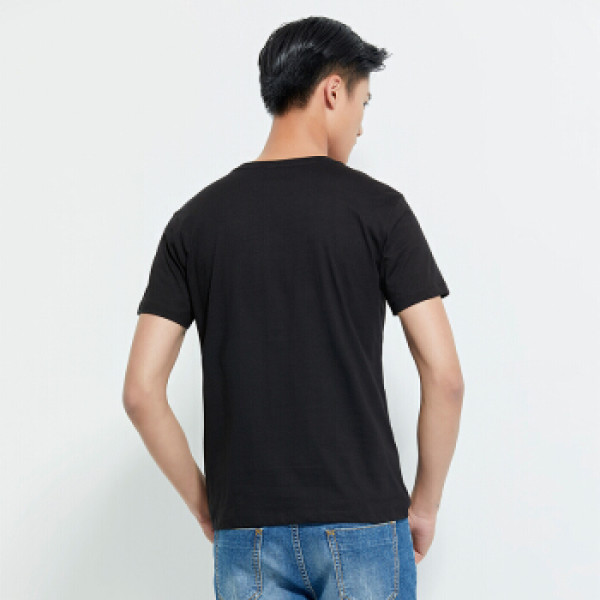 商品seven 柒牌 新品青年时尚休闲立体印花黑色短t男 114t58110