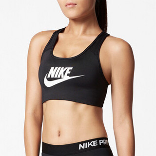 NIKE 耐克 女子 训练 弹力 内衣  SWOOSH FUTURA BRA 运动 健身 紧身 文胸 899371-010 黑色 S码