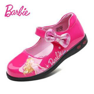 芭比 BARBIE 童鞋 女童皮鞋 公主亮灯鞋 舞蹈鞋 儿童皮鞋 2050 桃红 28