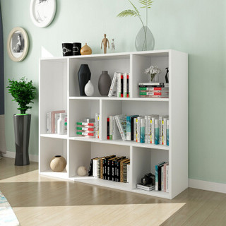 木以成居 书柜书架 简约实木色储物收纳八格柜子 多用途置物柜 暖白色 LY-4081