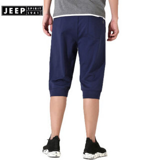 吉普男装JEEPSPIRIT 短裤男 夏季运动休闲时尚宽松舒适五分裤 CJM0238  蓝色 L