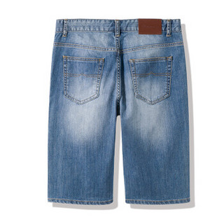 Markless 牛仔裤男中腰直筒薄款牛仔短裤水洗修身五分裤NZA8052M浅牛仔蓝31（2.4尺）