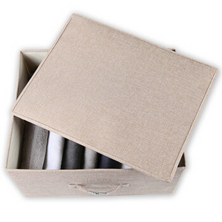清野の木 布艺收纳箱⑥号 米色40L两个装 麻质可折叠百纳箱衣物整理箱
