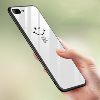 斯得弗（STRYFER）苹果7/8手机壳 iPhone7/8全包防摔硅胶软边个性男女潮彩绘钢化玻璃保护套-微笑好彩白