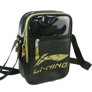 李宁LI-NING羽毛球包单肩包运动型斜挎包男女款休闲运动包 金色