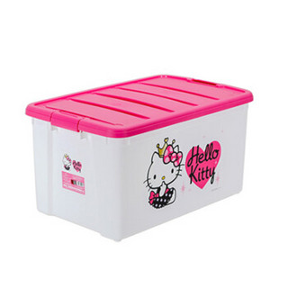 爱丽思IRIS HELLO KITTY 环保塑料 收纳整理箱储物箱 ＫＳＱＢ６０Ｐ　桃／白 60L 3只装