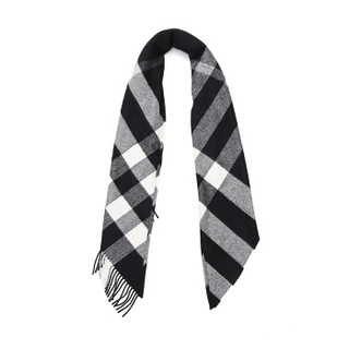 BURBERRY 巴宝莉 男女通用款黑色格纹羊绒三角形围巾 40653501