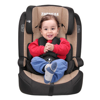 众霸（ZHONGBA）汽车儿童安全座椅isofix硬接口 钢骨架 适合约9个月-12岁(9-36kg)宝宝 时尚亚麻