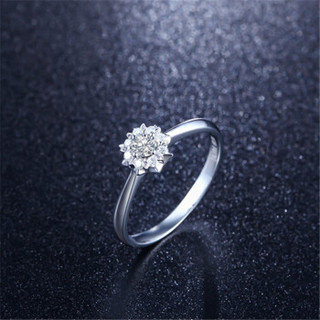 鸣钻国际 星空 白18k金钻戒 钻石戒指结婚求婚女戒 情侣对戒女款 共约19分 15号